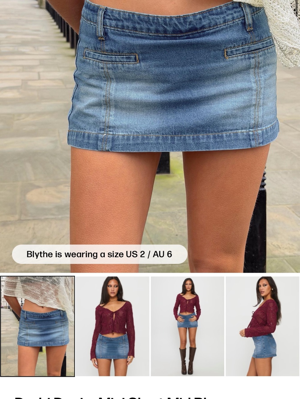 Princess Polly Faded Blue Denim Mini Skort